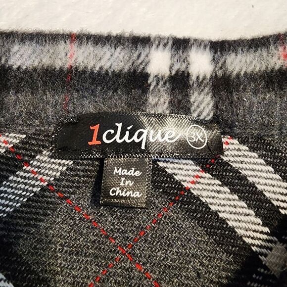 1 Clique Womens Gray and Black Plaid Flannel Shacket Size 3X - Picture 8 of 11